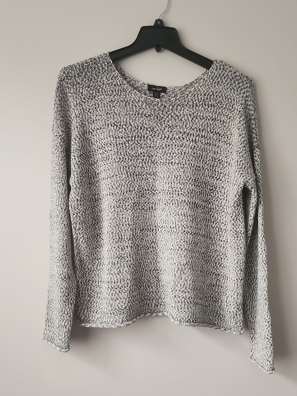 Lord & Taylor Gray Marled Crew Neck Sweater